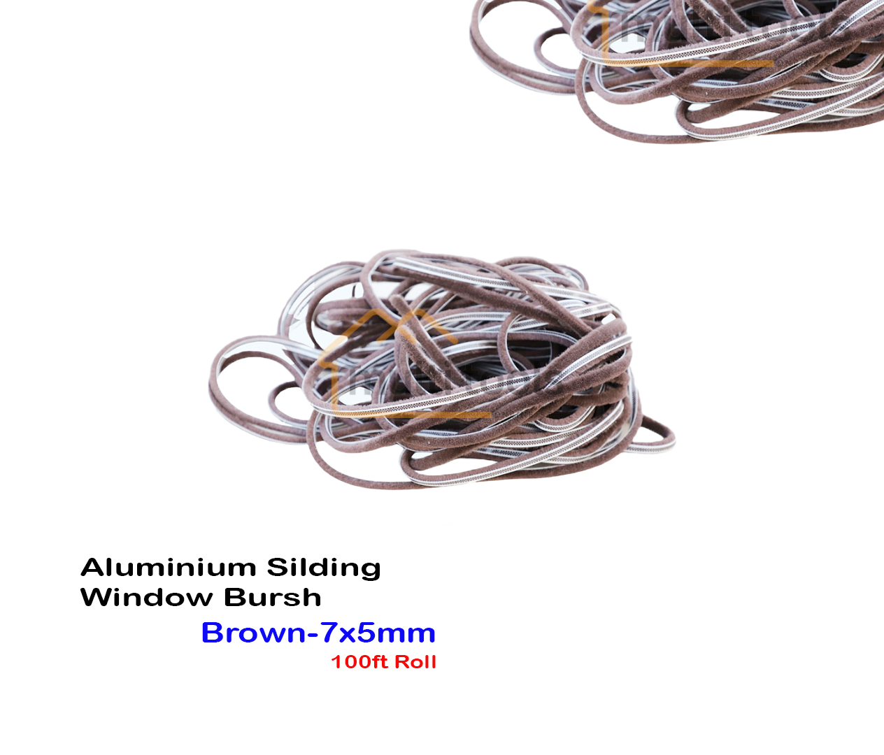 7mm X 5mm X 100ft Window Door Weatherstrip Brush Brown Seal Strip